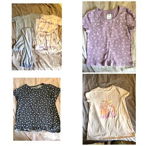 Size 12/14 girls bundle of 3 tees and 2 pairs of pajamas